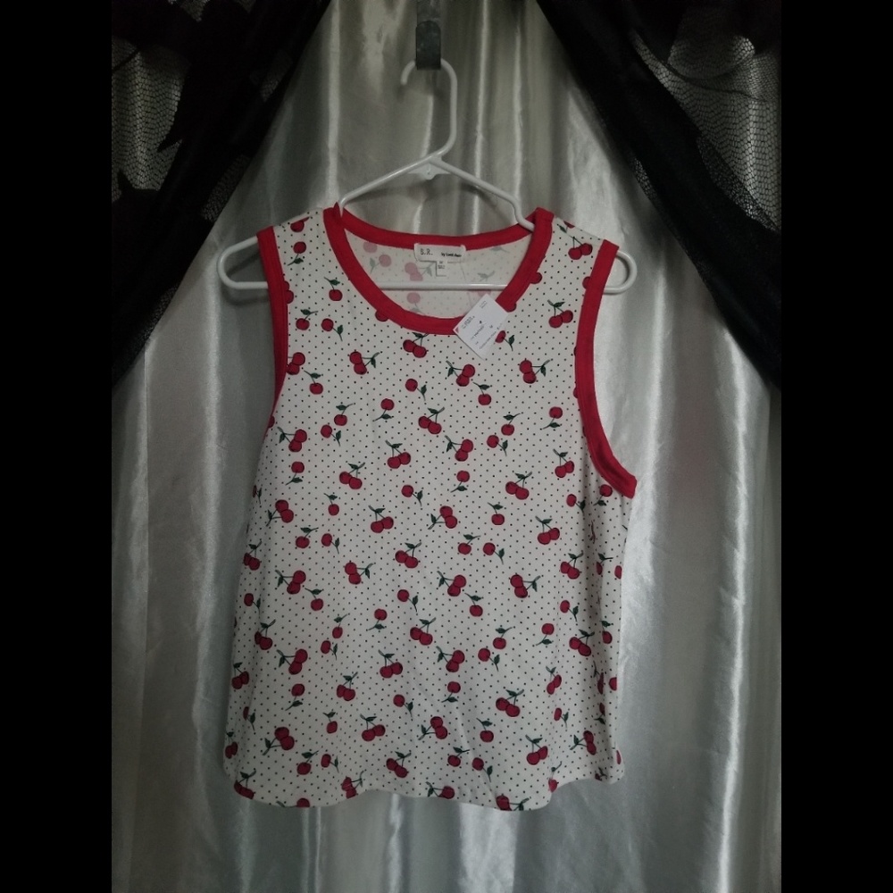 Cherry and Polka Dot Tank Top